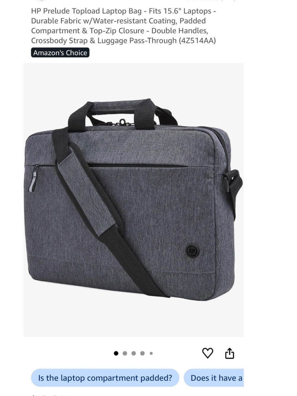 HP Gray Prelude Topload Laptop Bag for Men